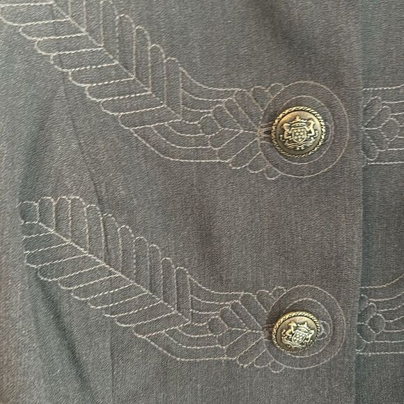 CAbi Women’s military inspired charcoal gray jacket blazer regal buttons 8 EUC! - Picture 6 of 13